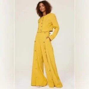 Rosetta Getty Button Front Trousers in Yellow Tweed. Sz8